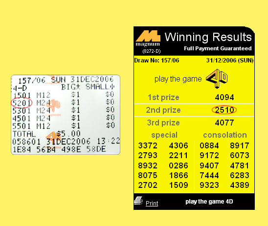 magnum 4d result - 31 dec 2006