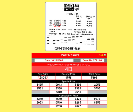 sports toto 4d result - 16 dec 2006