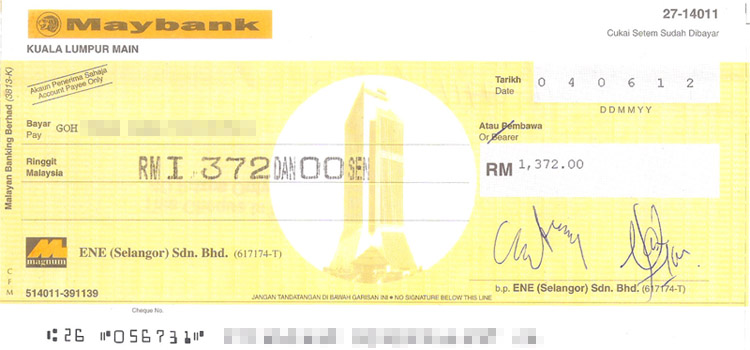 cheque win lottery - david goh