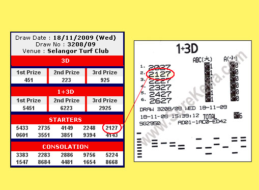 Damacai 4d Result - 18 November 2009