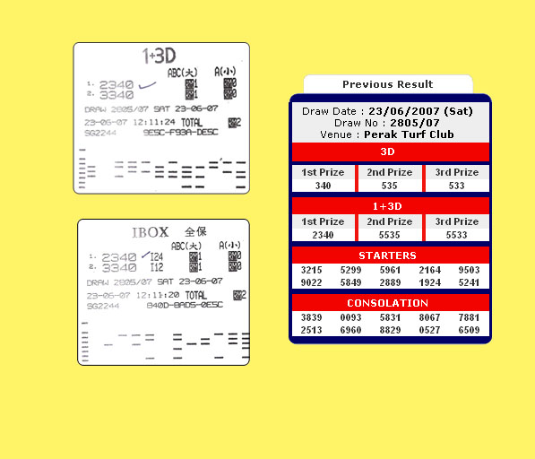 kuda 4d result - 23 June 2007