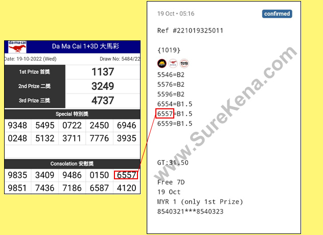 Damacai 4D Result - 15 October 2022
