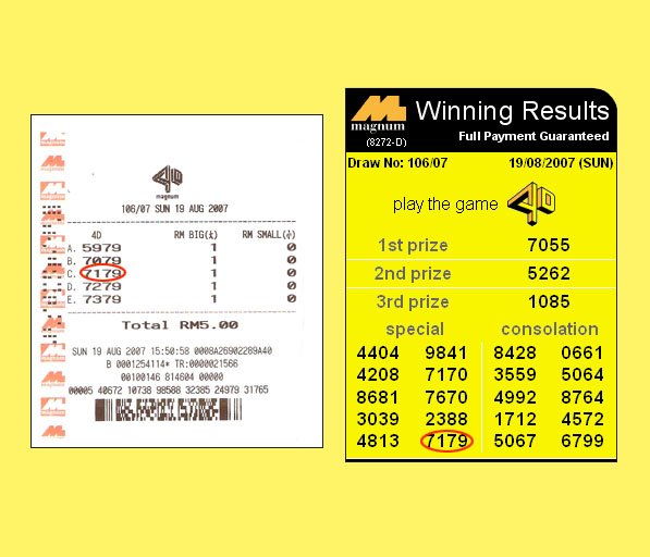 magnm 4d result - 19 August 2007