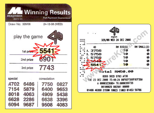Magnum 4d result - 24 December 2008