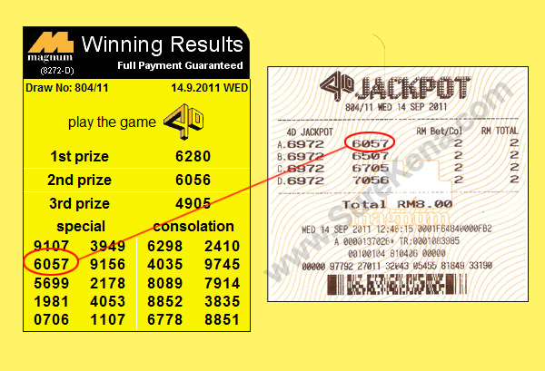 Magnum 4D Jackpot Result - 14 September 2011
