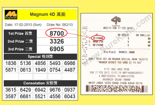 Magnum 4D Result - 17 February 2013