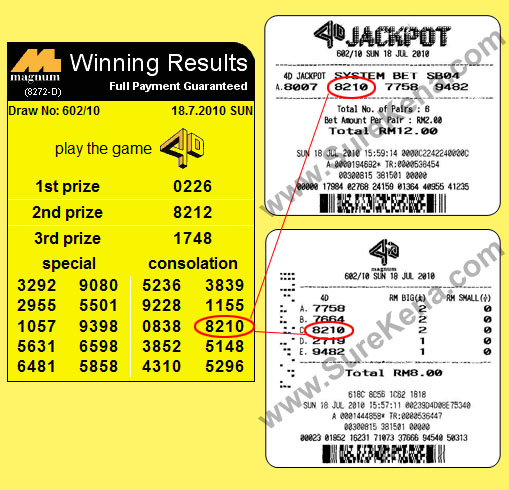 result magnum 4d jackpot 18 july 2010