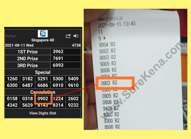 Singapore 4D Result - 14 July 2021