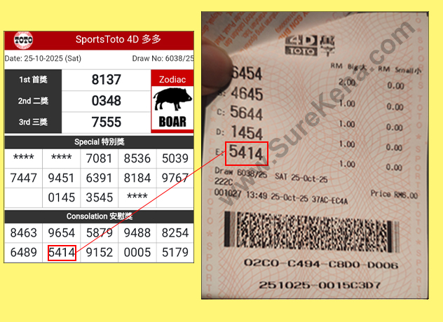 Toto 4D Result - 25 October 2025
