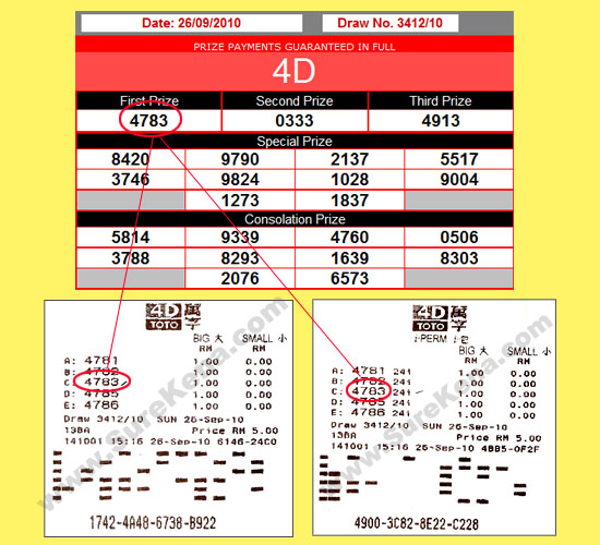 Result Sports Toto 26 September 2010