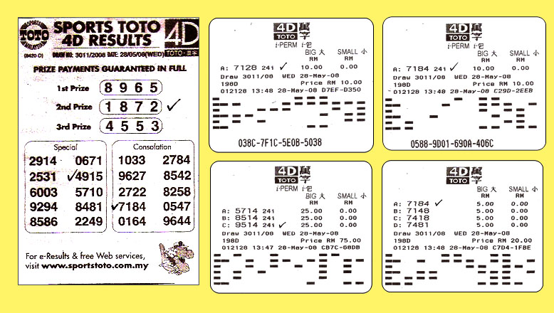 toto 4d result - 28 May 2008