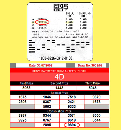 toto 4d result - 30 July 2008