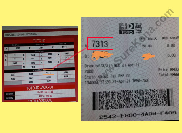 Toto 4D Result - 21 April 2021