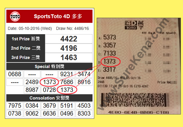 Toto 4D Result - 5 October 2016