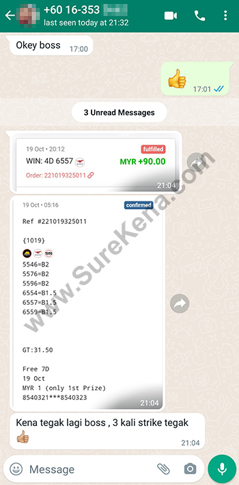 whatsapp lottery 4d win ticket