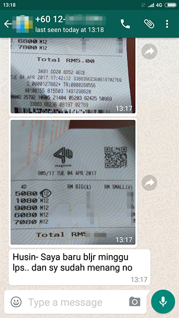 whatsapp win sports toto 4d - 3 May 2017