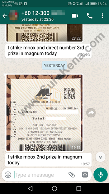 whatsapp magnum menang 4d tiket