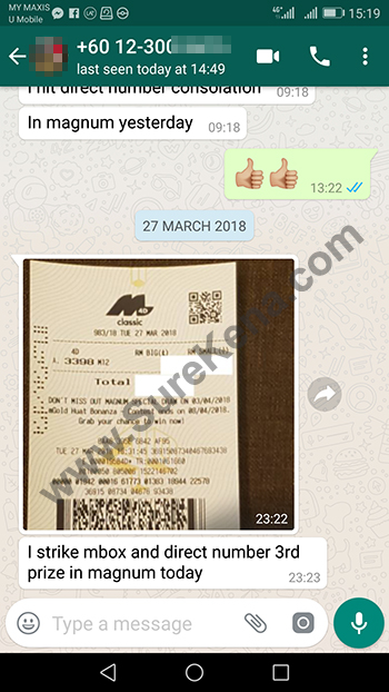whatsapp magnum menang 4d tiket