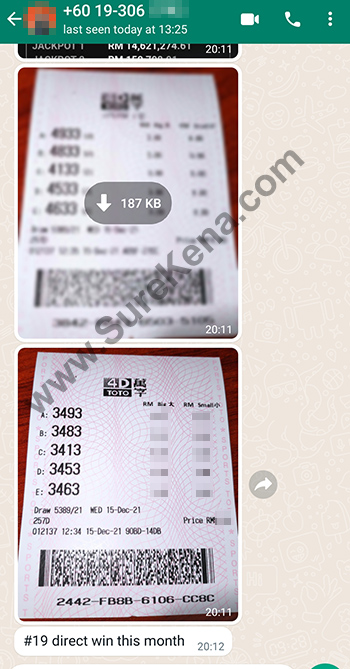 whatsapp lottery 4d win ticket