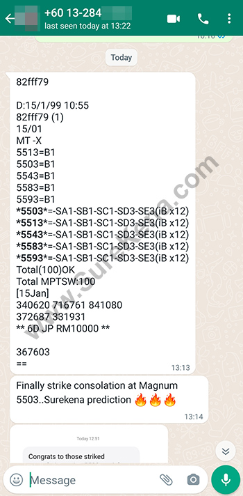 whatsapp lottery 4d win ticket