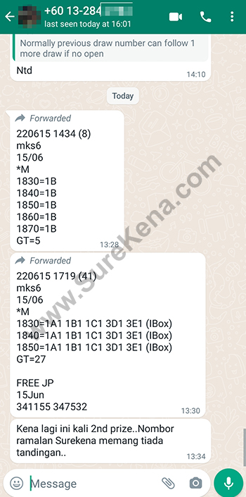 whatsapp lottery 4d win ticket