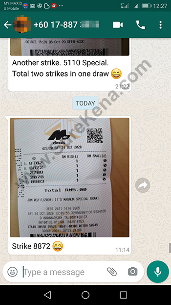 whatsapp lottery 4d win ticket