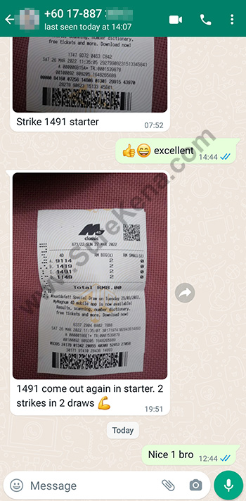 whatsapp lottery 4d win ticket