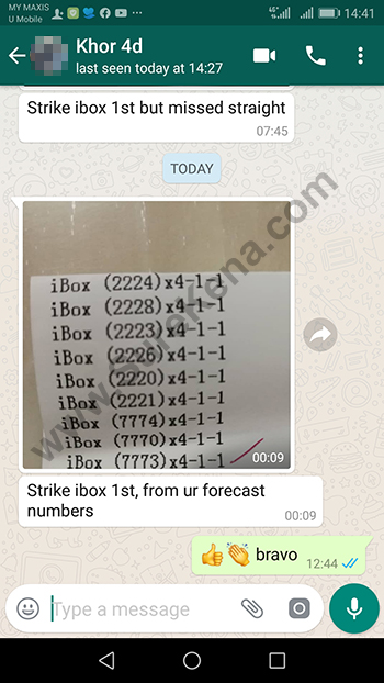 whatsapp lottery 4d win ticket