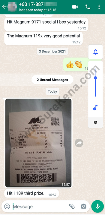 whatsapp lottery 4d win ticket