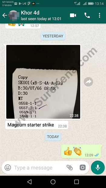 whatsapp lottery 4d win ticket