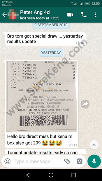 whatsapp lottery 4d win ticket