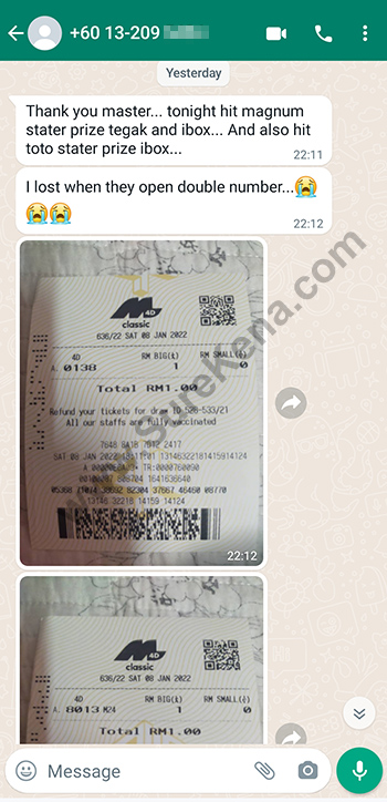 whatsapp lottery 4d win ticket