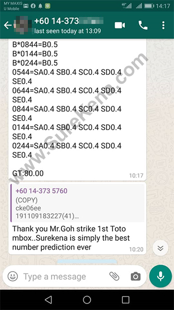 whatsapp lottery 4d win ticket
