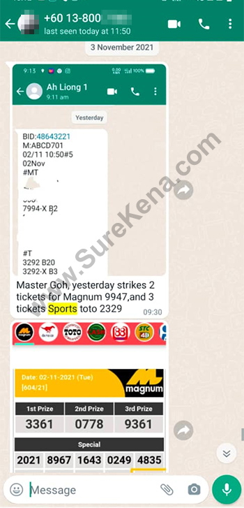 whatsapp lottery 4d win ticket
