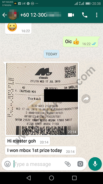 whatsapp lottery 4d win ticket