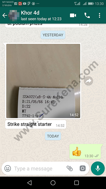 whatsapp lottery 4d win ticket