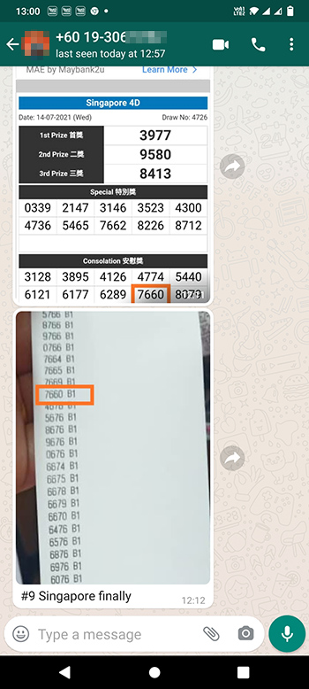whatsapp lottery 4d win ticket