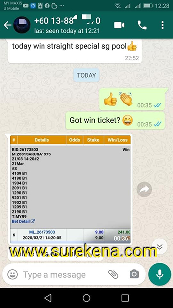 whatsapp lottery 4d win ticket