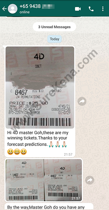 whatsapp lottery 4d win ticket