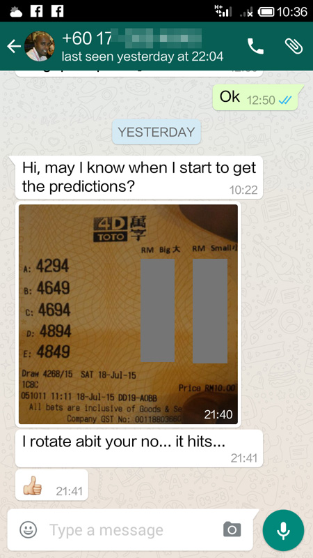 whatsapp send 4d strike ticket