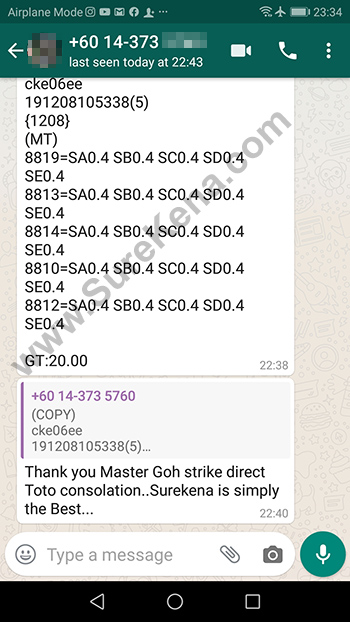 whatsapp lottery 4d win ticket