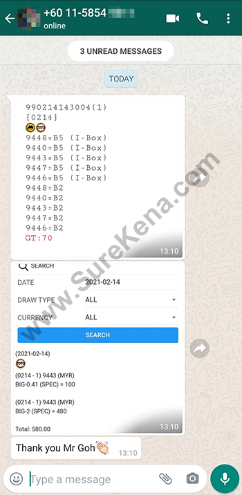 whatsapp lottery 4d win ticket