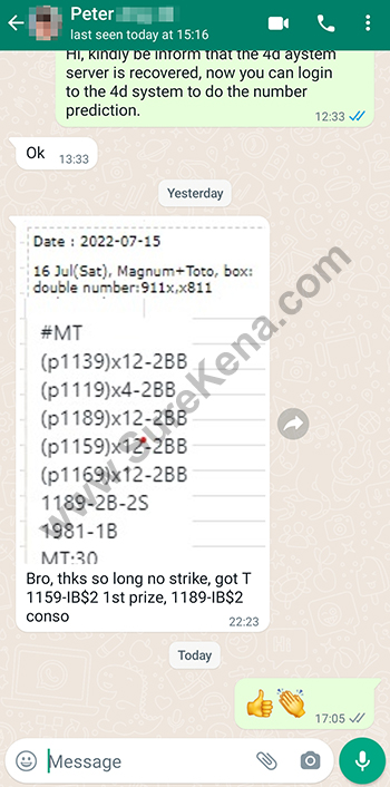 whatsapp lottery 4d win ticket