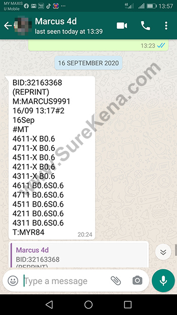 whatsapp lottery 4d win ticket