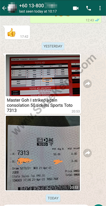 whatsapp lottery 4d win ticket