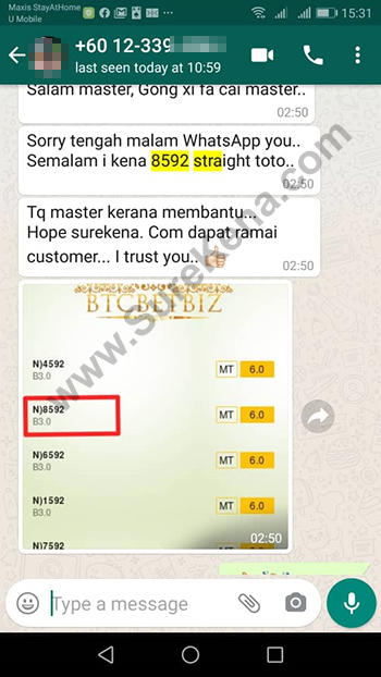 whatsapp lottery 4d win ticket