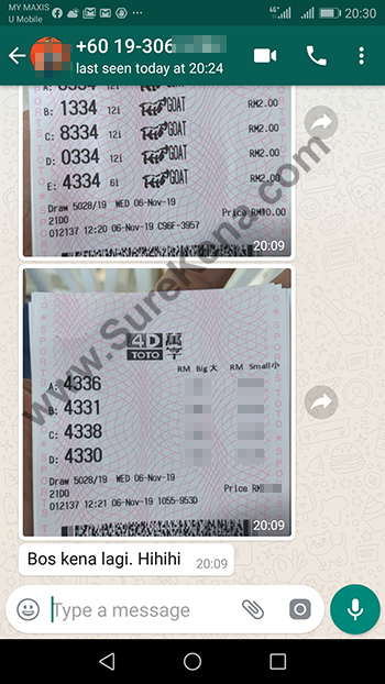 whatsapp lottery 4d win ticket