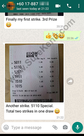 whatsapp lottery 4d win ticket