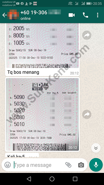 whatsapp lottery 4d win ticket