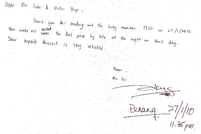 Winning Comment - Penang - Mr Ooi